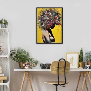 Elegance in Hues: Girl Portrait Oil Wall Art,  Vintage Glamour